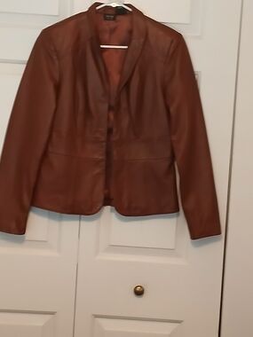 Brown Leather Blazer Jacket